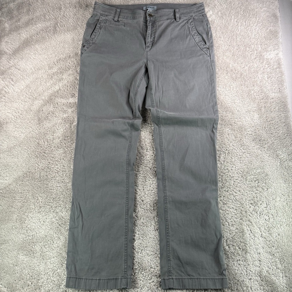 Orvis Women Mid Rise Stretch Cotton Straight Leg Chino Pants Size 12 Olive Green